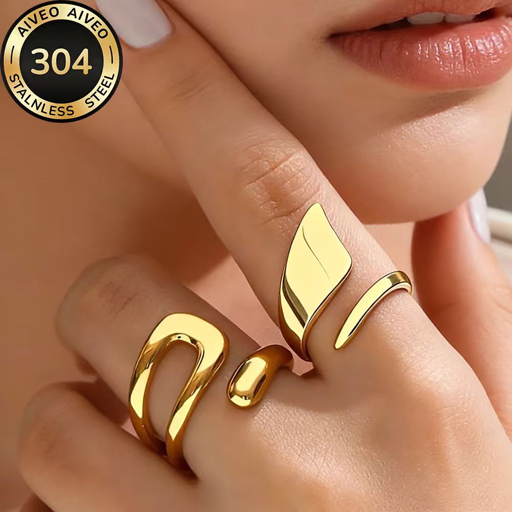 2pcs High-Quality Hypoallergenic Stainless Steel Stackable Rings